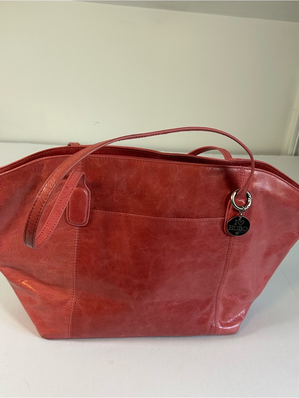 Like new gorgeous HOBO Genuine Leather Coral Tote Bag